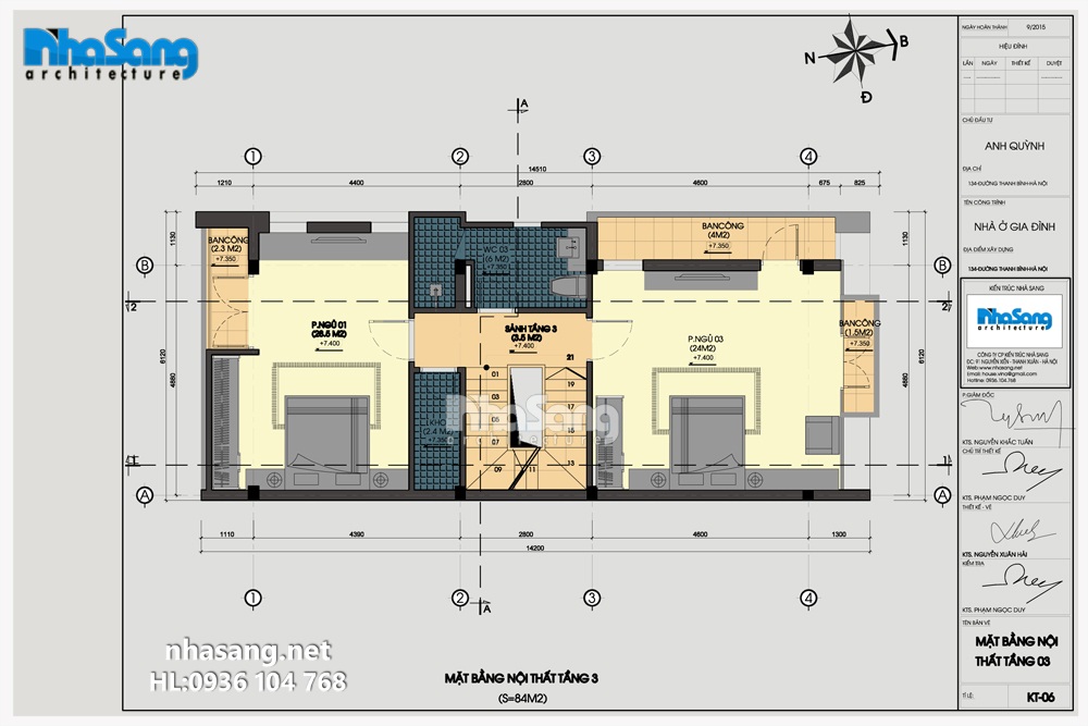 thiết kế nhà 4 tầng 5x12m